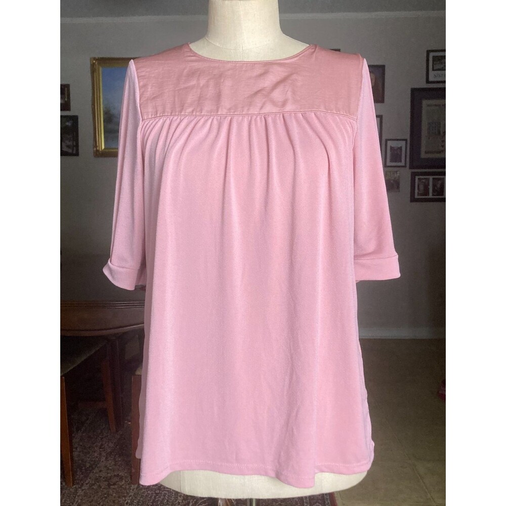 Banana Republic Women’s M Dusty Rose Pink Blouse 3/4 Sleeve Gathered Yoke